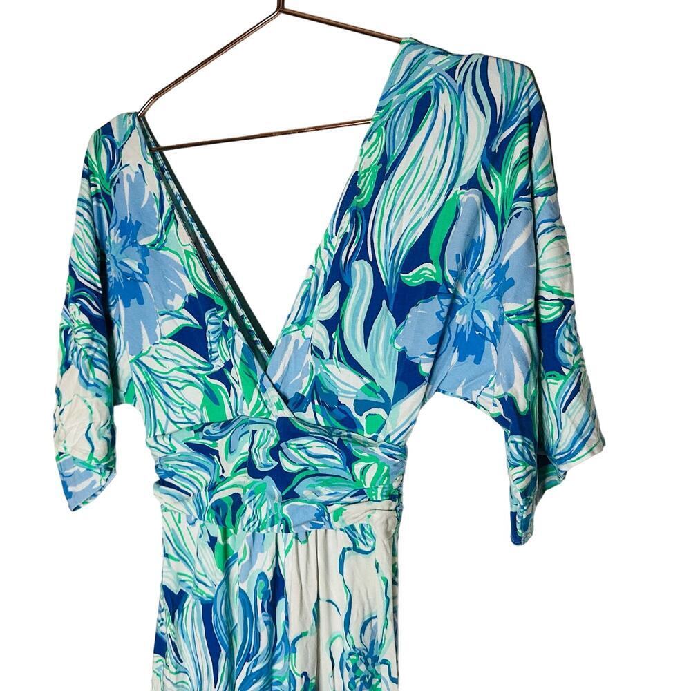 LILY PULITZER Women's Parigi Blue Teal Party Theme Tropical Maxi Dress Size XS - Picture 7 of 12